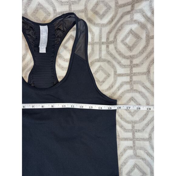 Athleta‎ Bakasana Racerback Tank Top Black Size M Ruched Mesh Back Yoga Gym - Picture 3 of 6